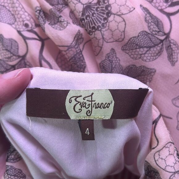 Anthropologie Whimsical Silk Dress Birds Flowers Retro Pencil Eva Franco Size 4 - Picture 9 of 10